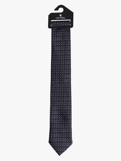 Men's Black Dotted Printed Broad Tie