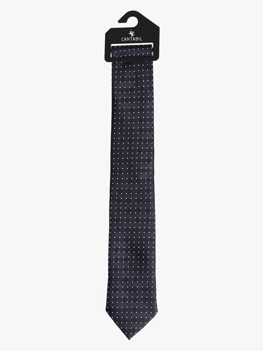 Men's Black Dotted Printed Broad Tie
