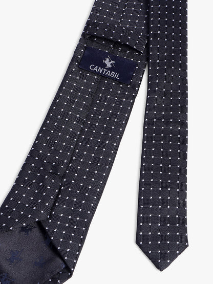 Men's Black Dotted Printed Broad Tie