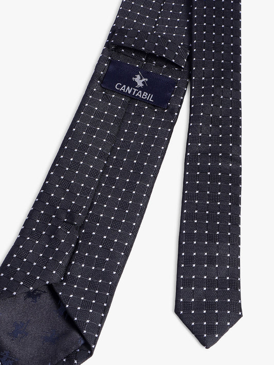 Men's Black Dotted Printed Broad Tie