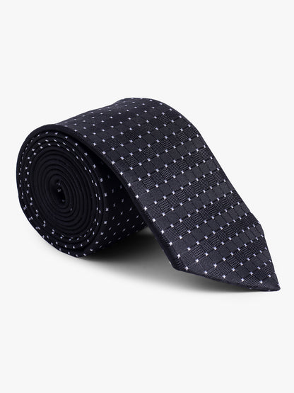 Men's Black Dotted Printed Broad Tie