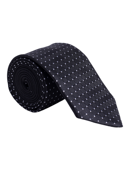 Men's Black Dotted Printed Broad Tie