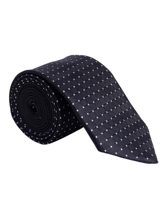 Men's Black Dotted Printed Broad Tie