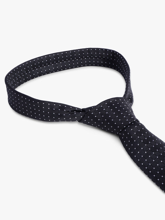 Men's Black Dotted Printed Broad Tie