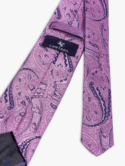 Men's Pink Paisley Printed Broad Tie