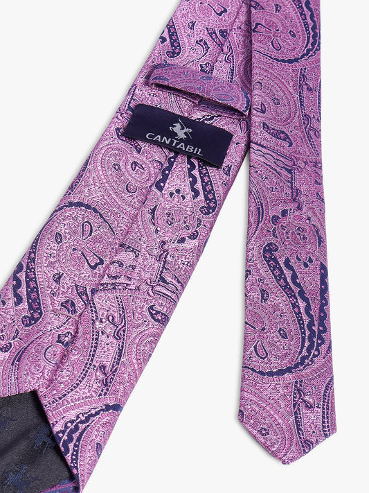 Men's Pink Paisley Printed Broad Tie