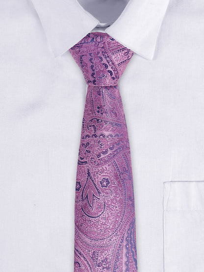 Men's Pink Paisley Printed Broad Tie
