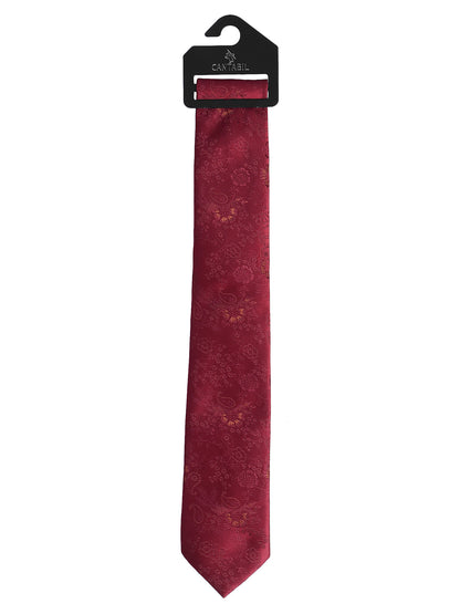 Men's Maroon Floral Printed Broad Tie