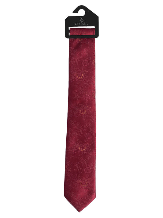 Men's Maroon Floral Printed Broad Tie