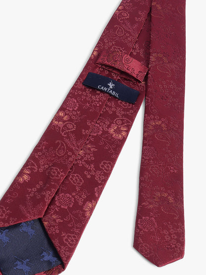Men's Maroon Floral Printed Broad Tie