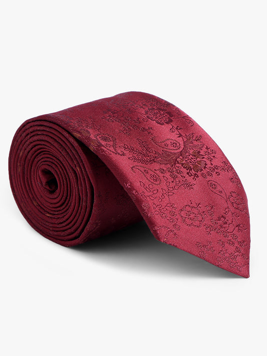 Men's Maroon Floral Printed Broad Tie