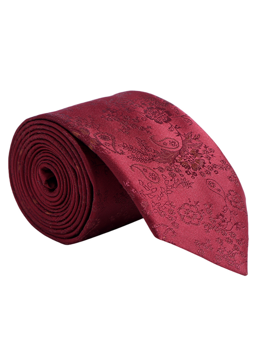 Men's Maroon Floral Printed Broad Tie