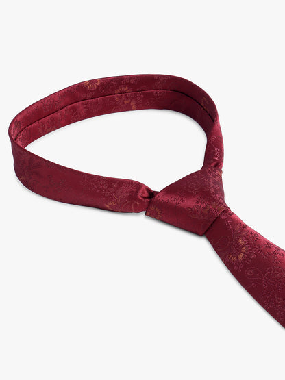 Men's Maroon Floral Printed Broad Tie