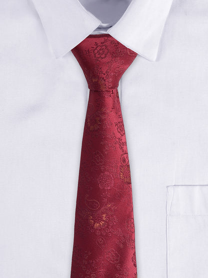 Men's Maroon Floral Printed Broad Tie