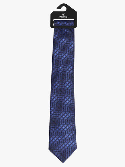 Men's Navy Blue Geometric Printed Broad Tie