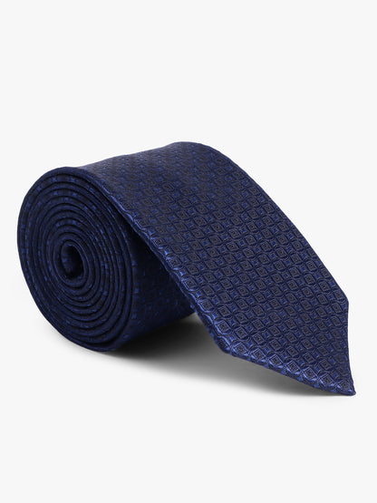 Men's Navy Blue Geometric Printed Broad Tie
