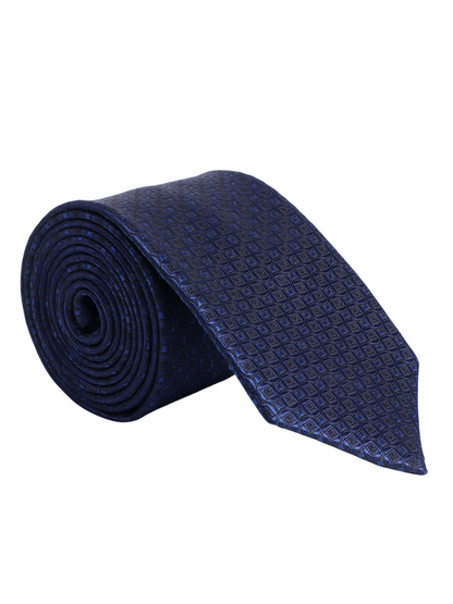 Men's Navy Blue Geometric Printed Broad Tie