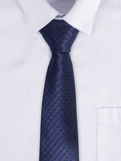 Men's Navy Blue Geometric Printed Broad Tie