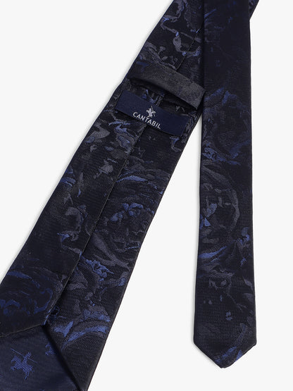 Men's Black Floral Printed Broad Tie