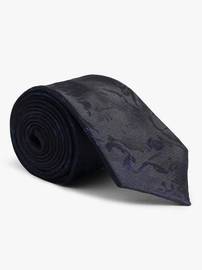 Men's Black Floral Printed Broad Tie