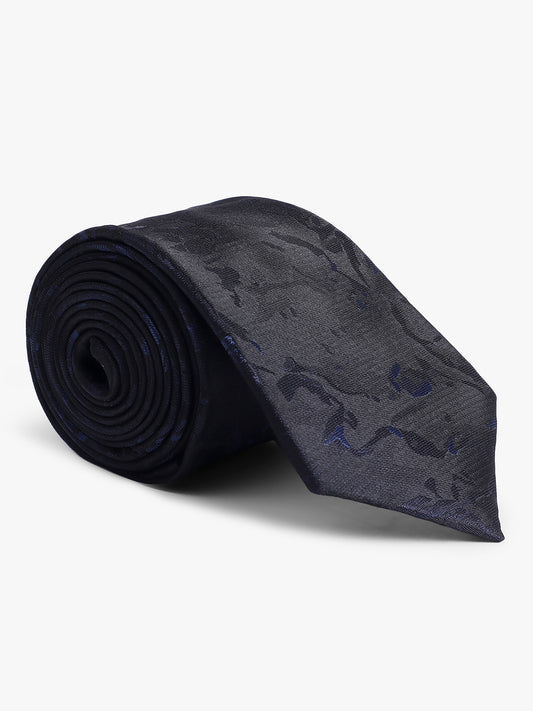 Men's Black Floral Printed Broad Tie