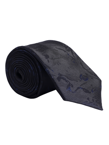 Men's Black Floral Printed Broad Tie