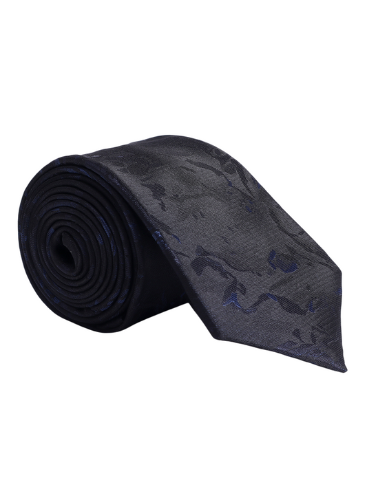 Men's Black Floral Printed Broad Tie
