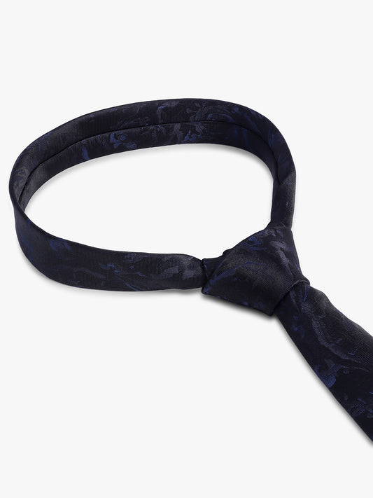 Men's Black Floral Printed Broad Tie