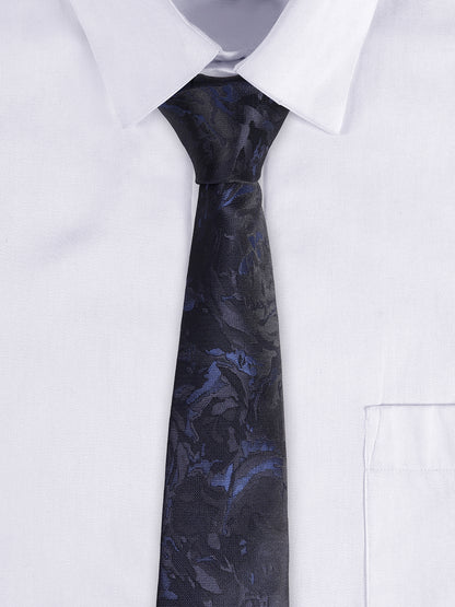Men's Black Floral Printed Broad Tie