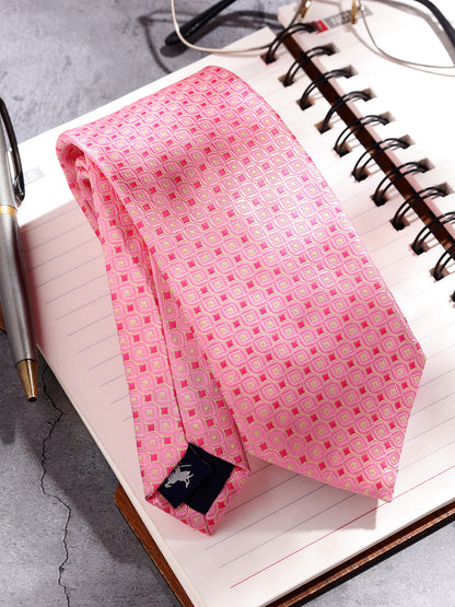 Men's Self Design Pink Regular Broad