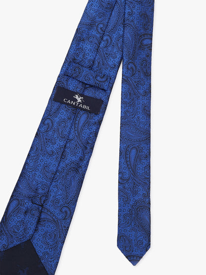 Men's Paisley Design Royalblue Tie