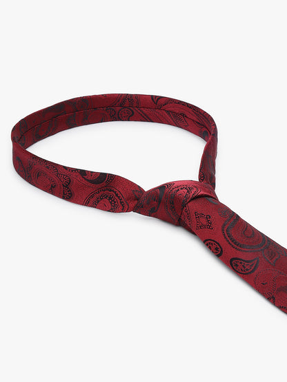 Men's Paisley Design Maroon Tie
