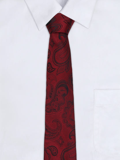 Men's Paisley Design Maroon Tie