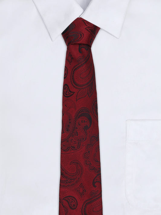 Men's Paisley Design Maroon Tie