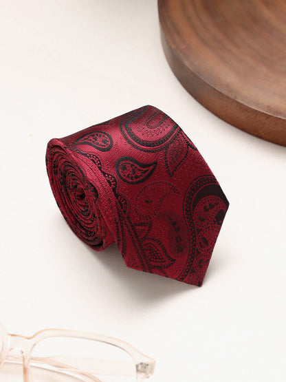 Men's Paisley Design Maroon Tie