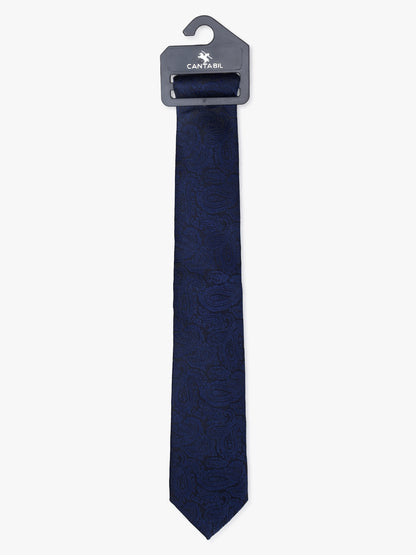 Men's Paisley Design Navy Blue Tie