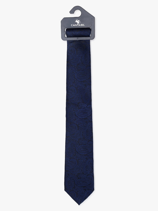 Men's Paisley Design Navy Blue Tie