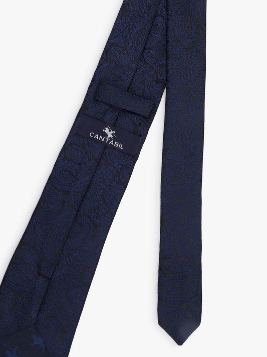 Men's Paisley Design Navy Blue Tie