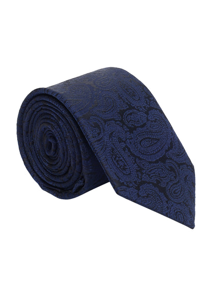 Men's Paisley Design Navy Blue Tie