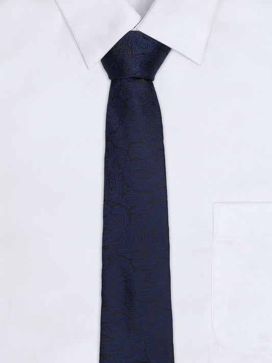 Men's Paisley Design Navy Blue Tie