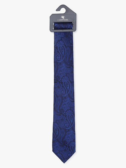 Men's Paisley Design Navy Blue Tie