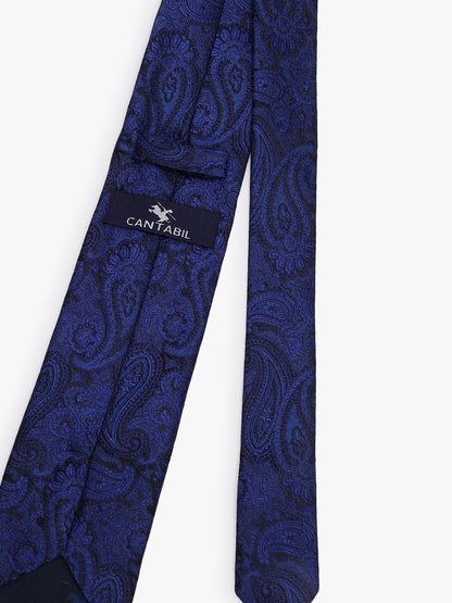 Men's Paisley Design Navy Blue Tie