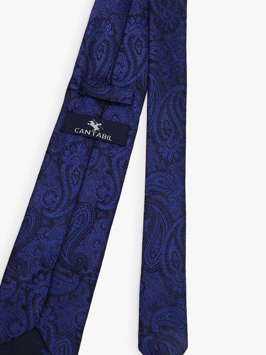 Men's Paisley Design Navy Blue Tie