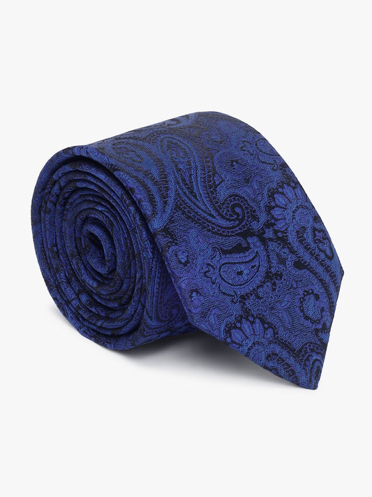 Men's Paisley Design Navy Blue Tie