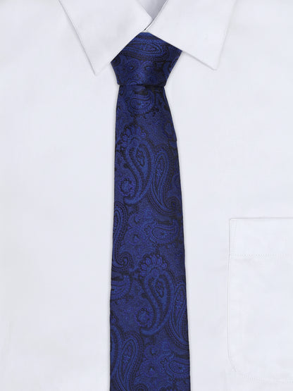 Men's Paisley Design Navy Blue Tie