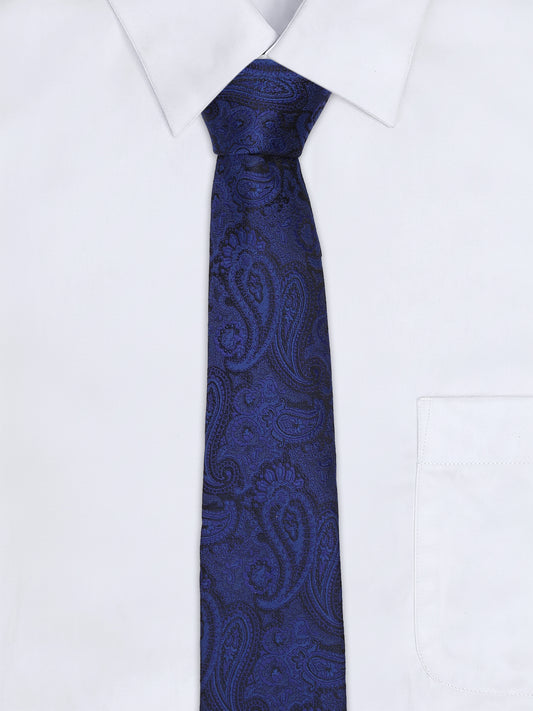 Men's Paisley Design Navy Blue Tie