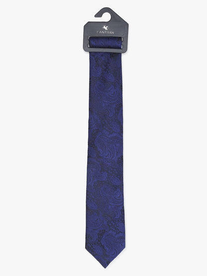 Men's Paisley Design Navy Blue Tie