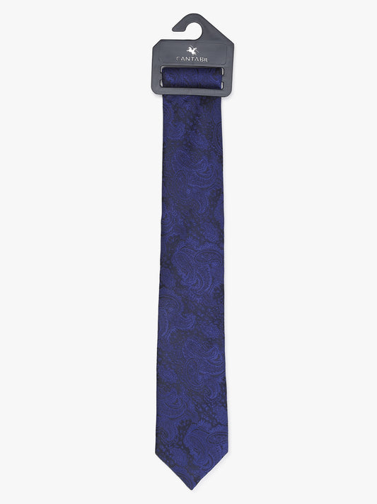Men's Paisley Design Navy Blue Tie
