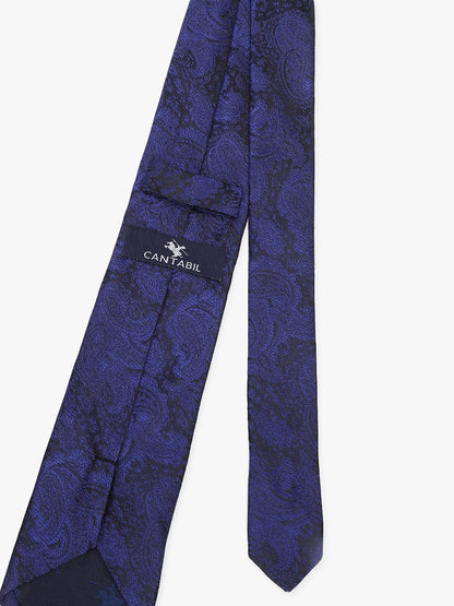 Men's Paisley Design Navy Blue Tie