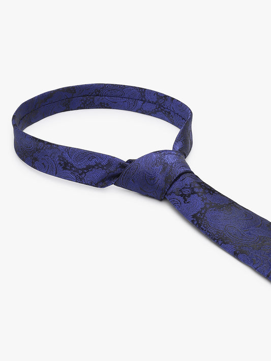 Men's Paisley Design Navy Blue Tie